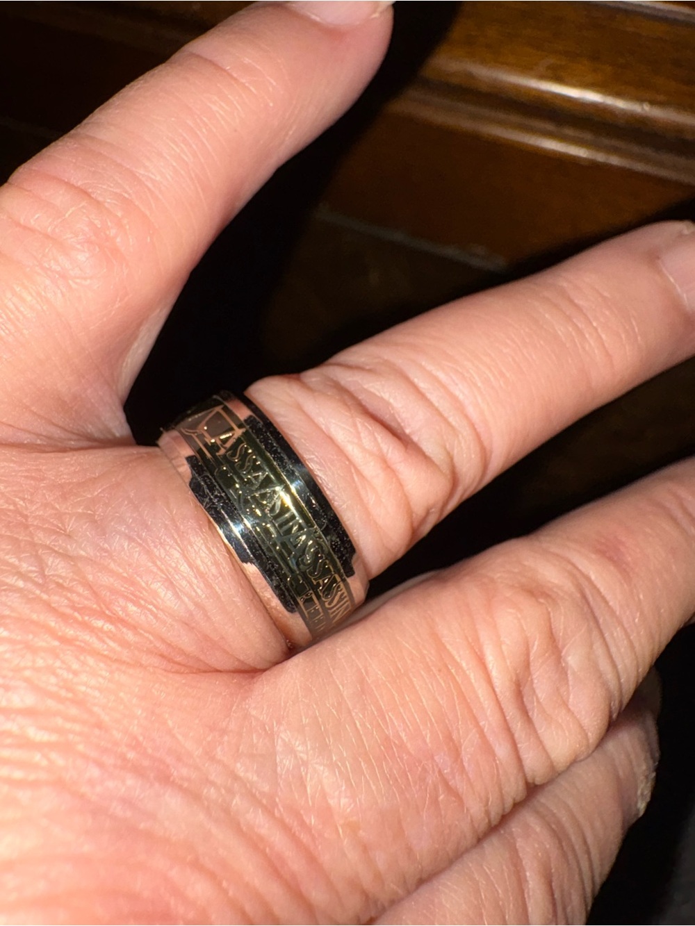 Men's Gold-Tone Engraved Spinner Ring - Gold size 8 1/2